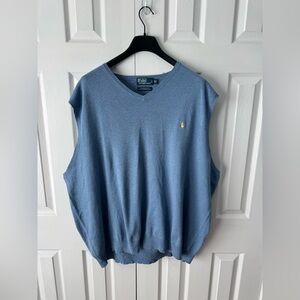 Polo Ralph Lauren Light Blue Sweater Vest 4XLT Yellow Pony Pima Cotton
